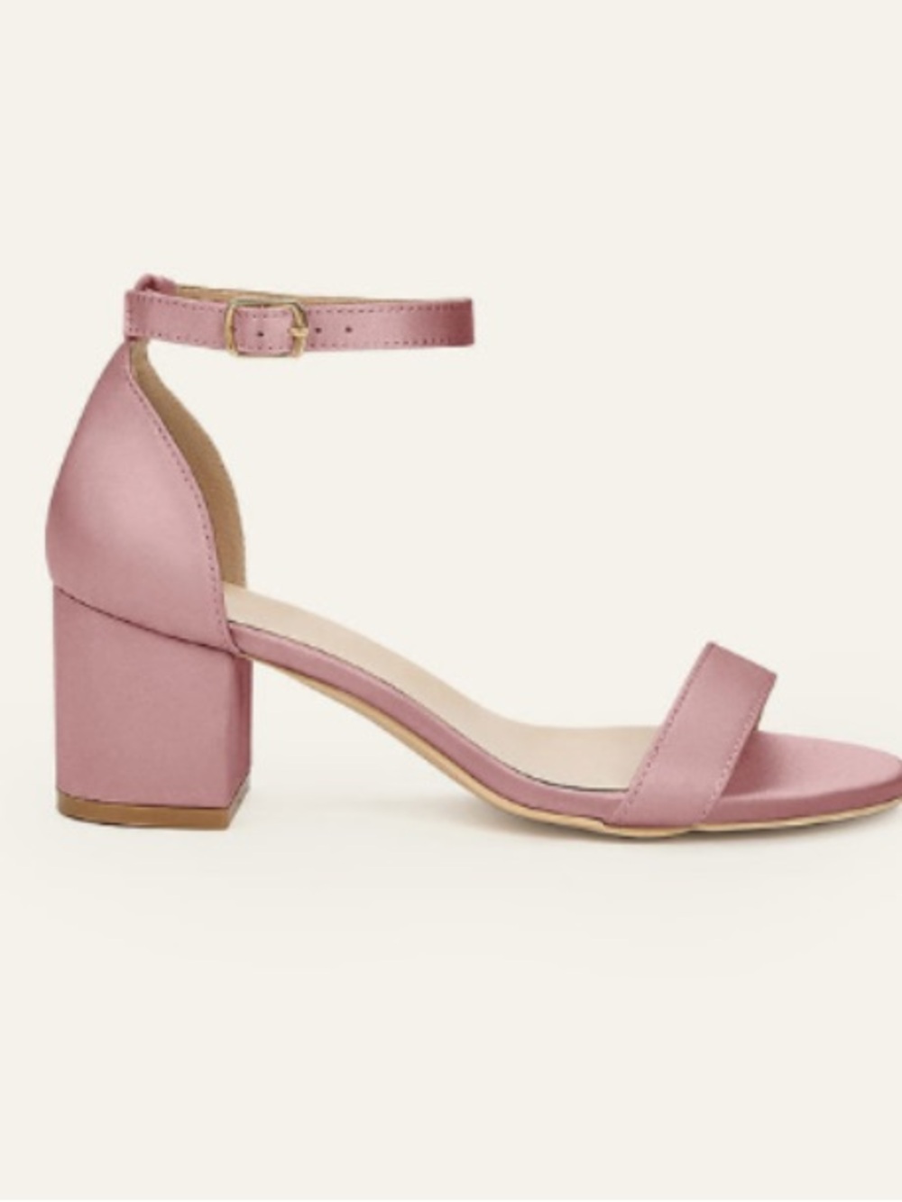 Azazie Dusty Rose Satin Block Heel Sandal with Ankle Strap